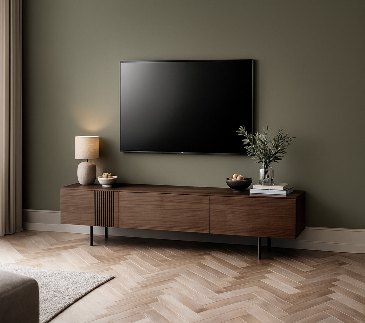 Joel Mediabänk 180 cm Rökbetsad Ek