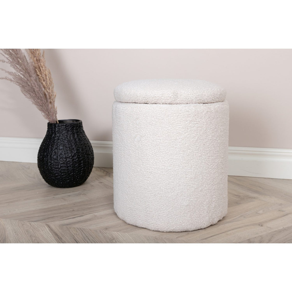 Limpen Puff Vit, Polyester teddy