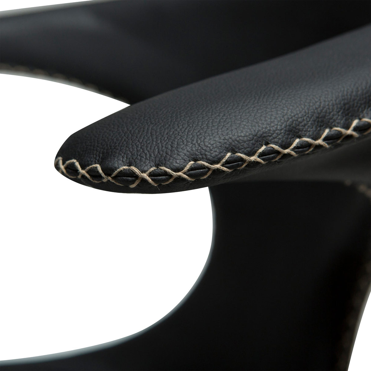 Flair Stol Black Leather, Round Black