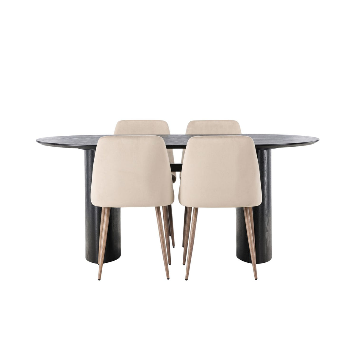 Isolde, Night Oval matgrupp Valnöt, Beige, Svart, 180 x 90