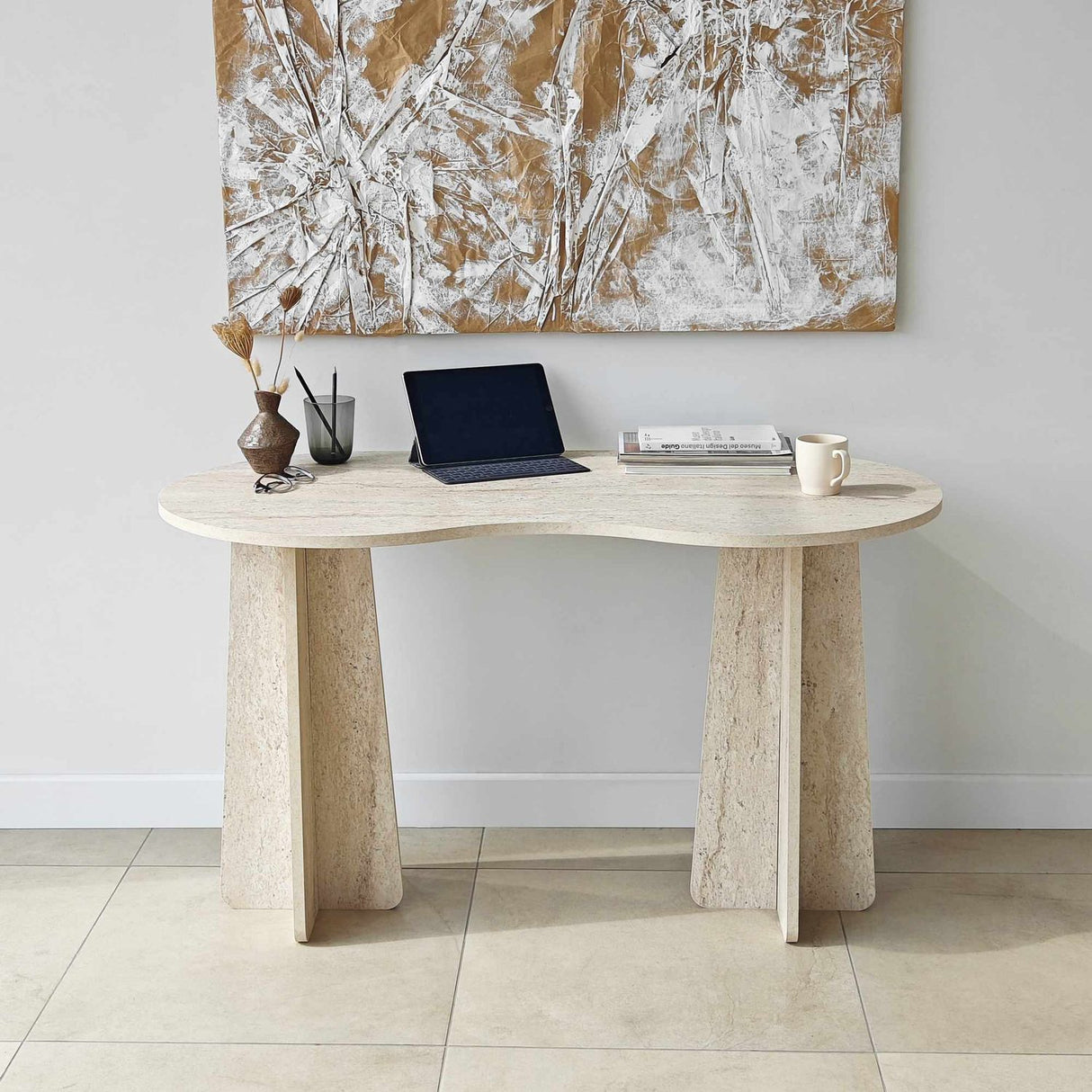 Nicosia (120 x 75 x 60 cm) Skrivbord Travertin