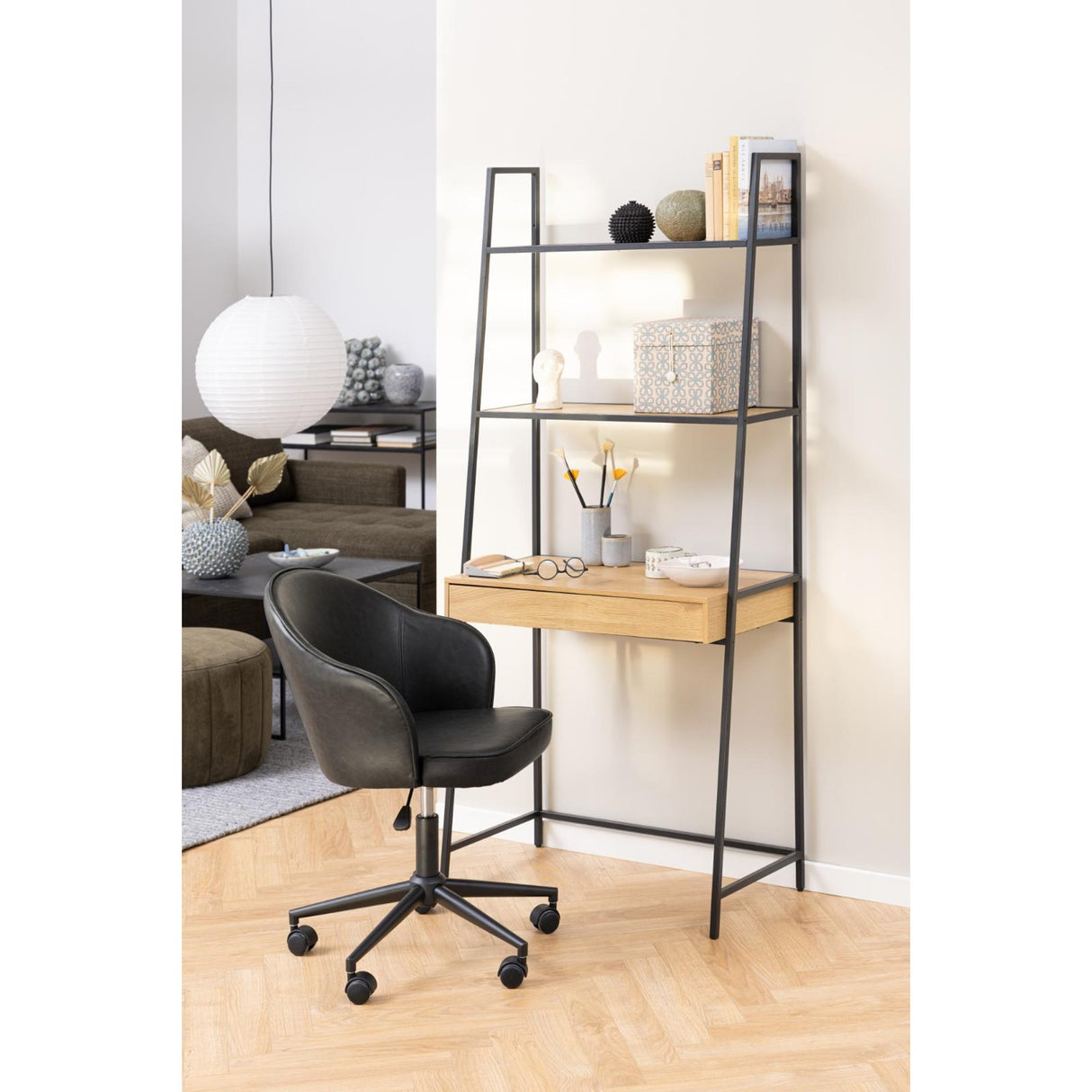 Notting Hill Bokhylla med Låda 174x77x36 cm Ek