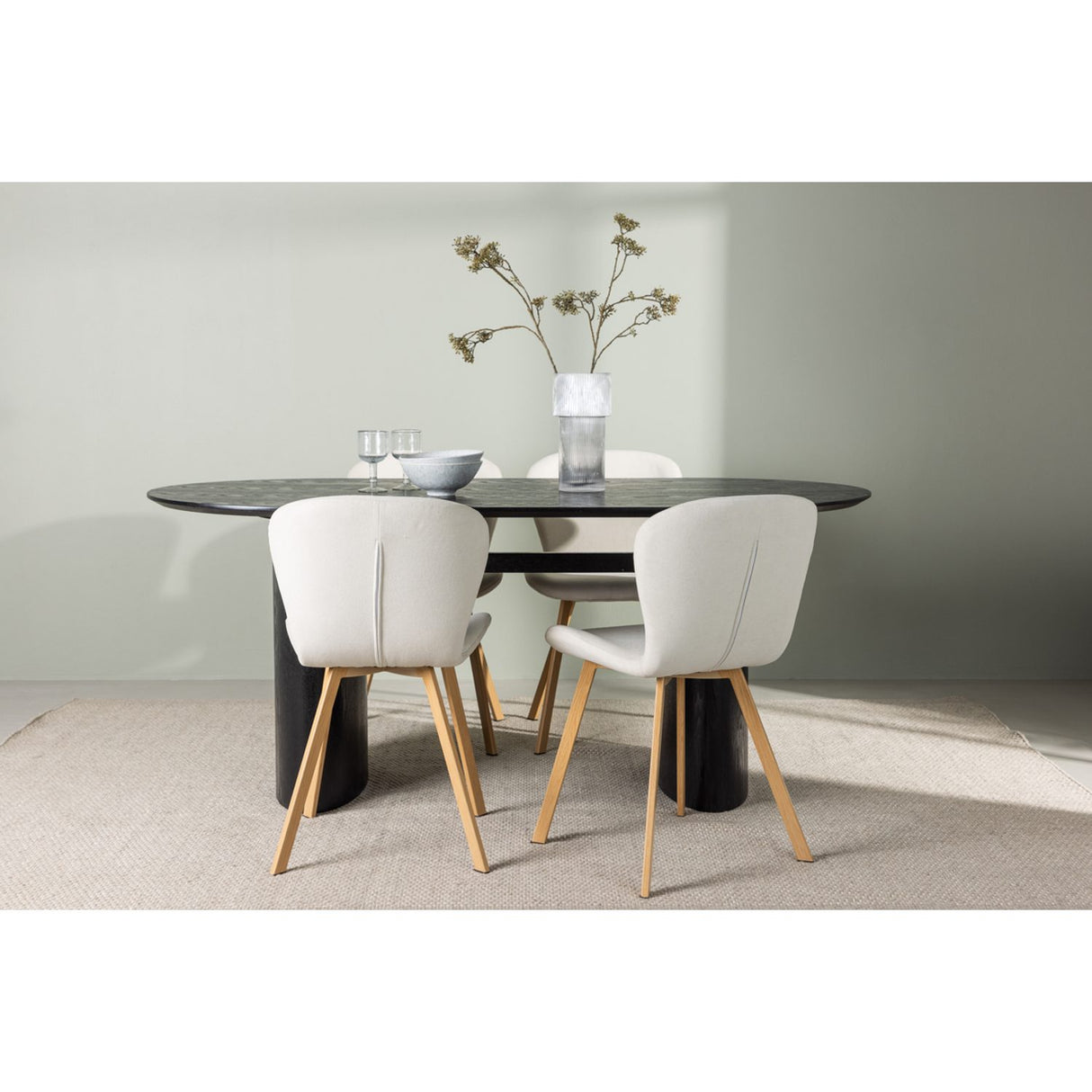 Isolde, Lilja Oval matgrupp Beige, Natur, Svart, 180 x 90