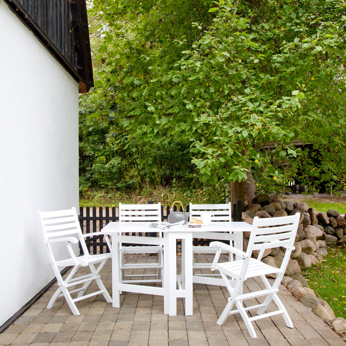 York Trädgårdsmöbelset Butterfly 1 Bord + 4 Stolar Vit
