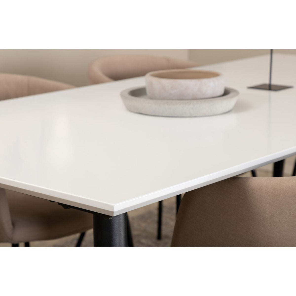 Jimmy, Berit Rektangulär matgrupp Beige, Svart, Svart,Vitt, 195 x 90