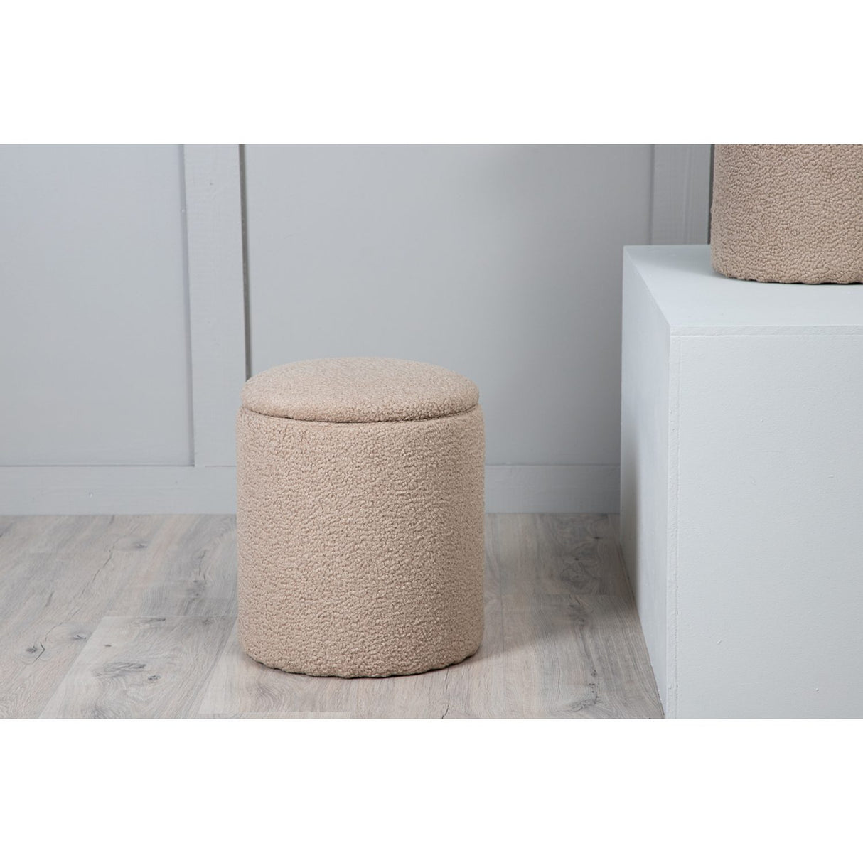 Limpen Puff Beige, Polyester teddy