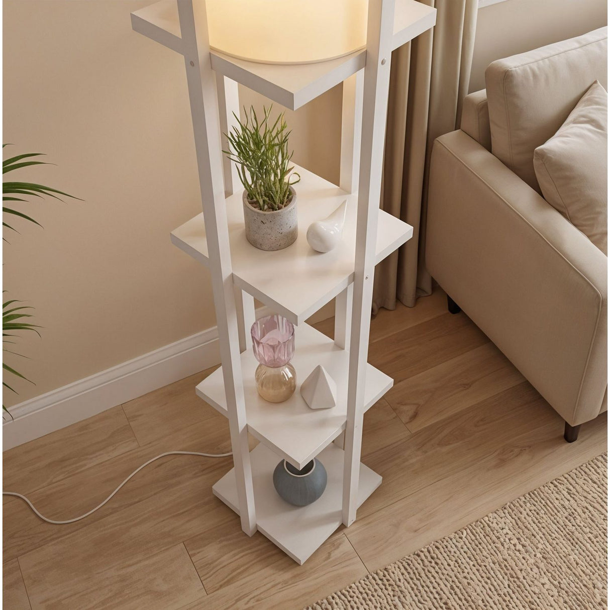 Dakar (21 x 21 cm) Golvlampa Vit Natur
