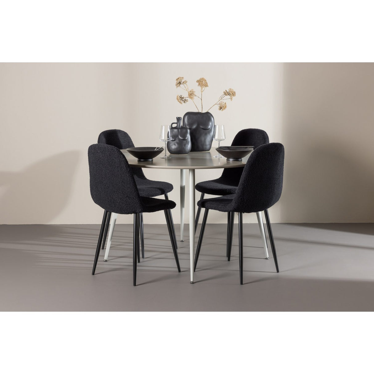 Plaza, Polar Rund matgrupp Svart, Beige, ⌀120