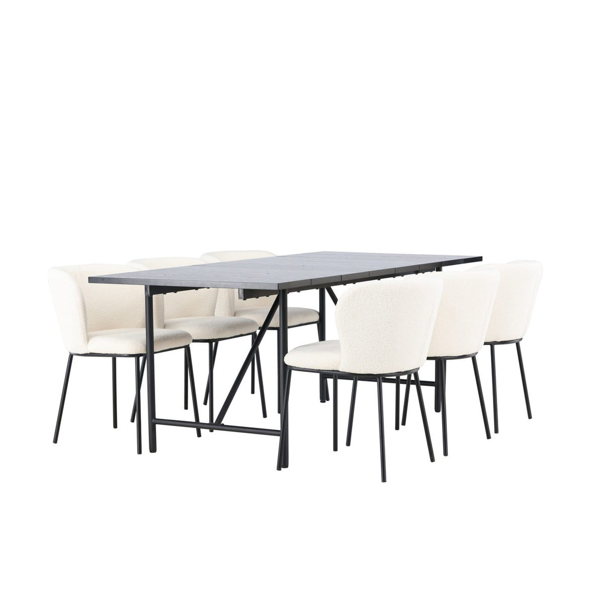 Astrid, Edina Rektangulär matgrupp Svart,Vit, Svart, 200 x 90
