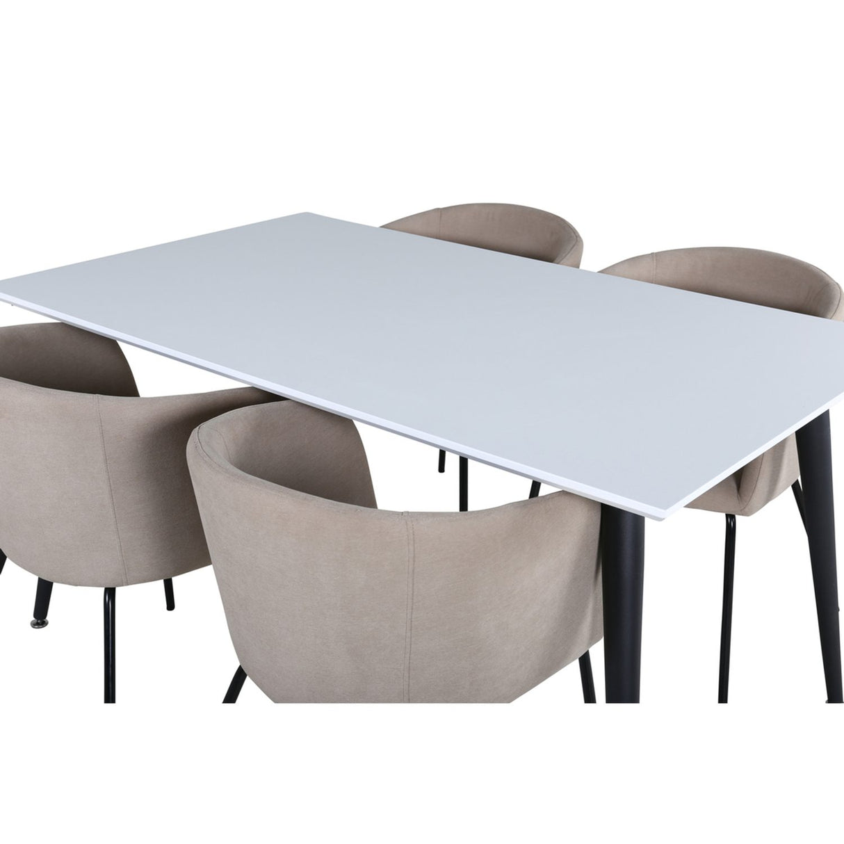 Jimmy, Berit Rektangulär matgrupp Beige, Svart, Svart,Vitt, 150 x 90