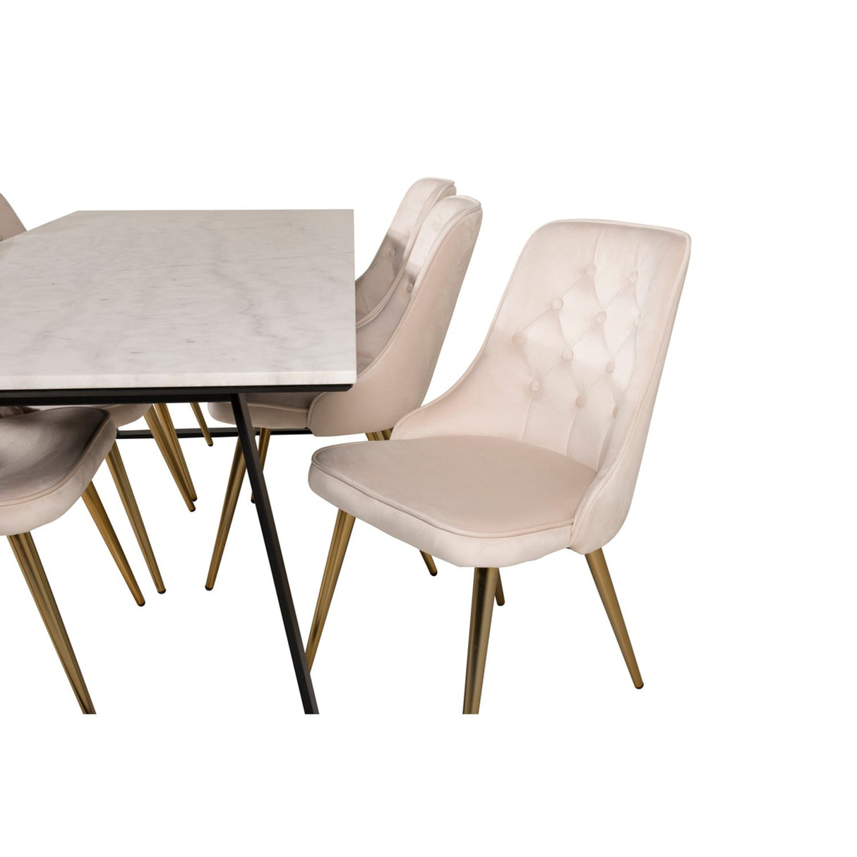Estelle, Velvet Deluxe Rektangulär matgrupp Beige