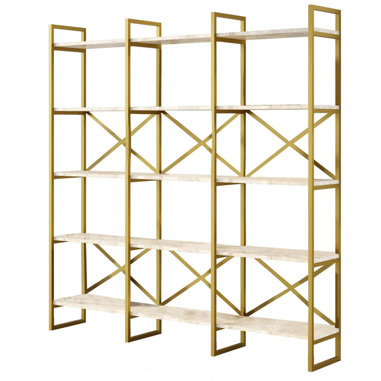 Vegio Bokhylla Vit marmor / Guld
