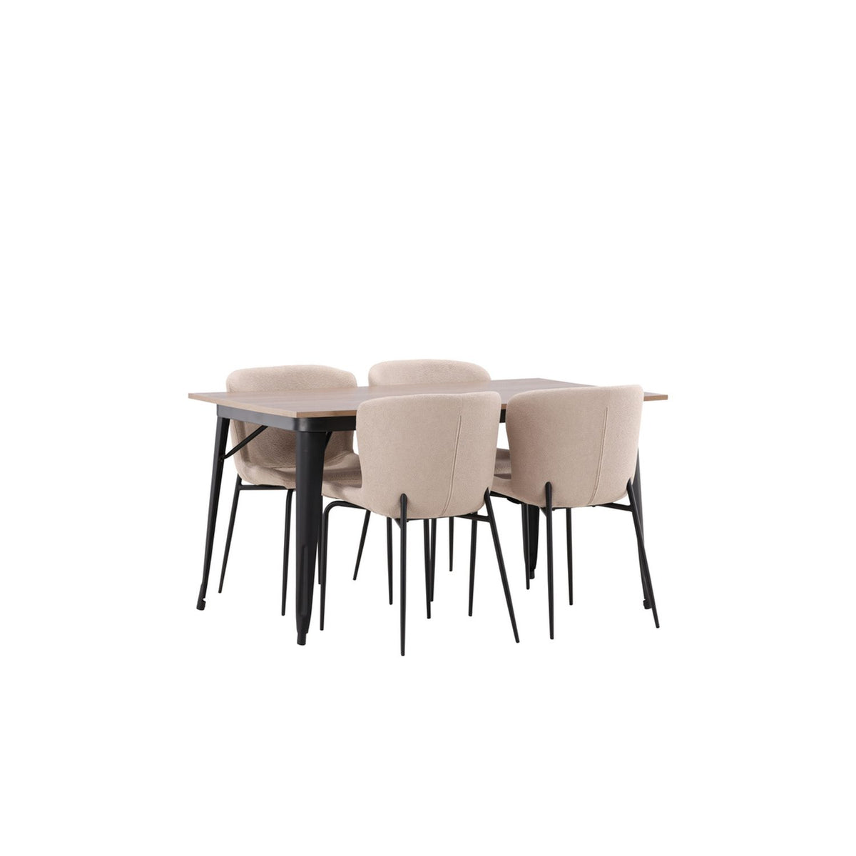 Tempe, Modesto Rektangulär matgrupp Svart,Brun, Valnöt, 140 x 80