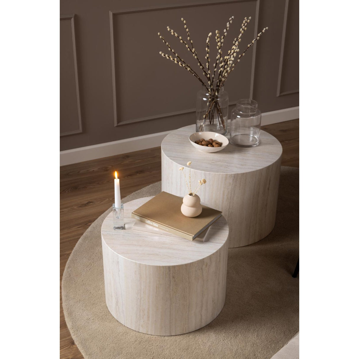 Dijon Satsbord Rund 58x58 cm Travertin