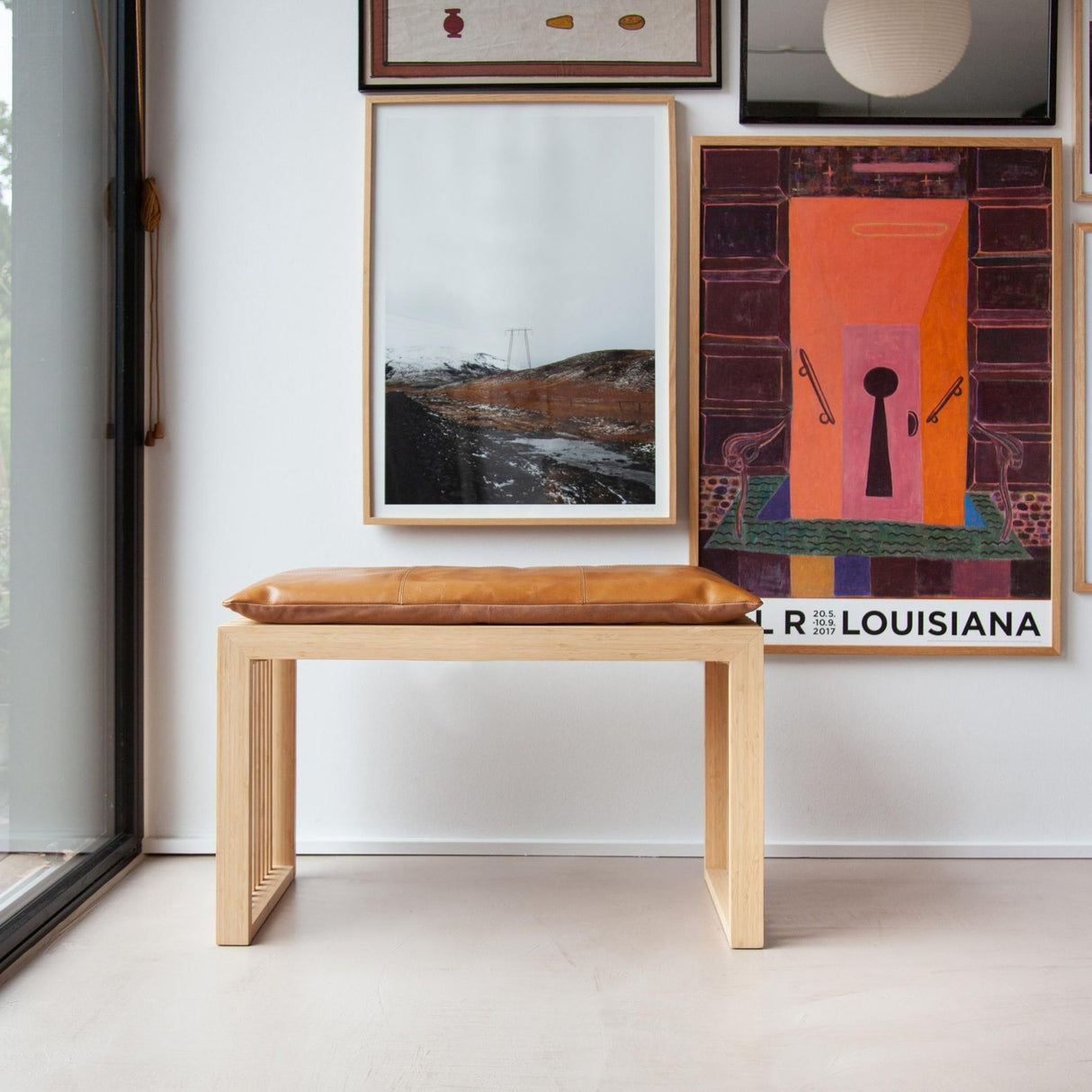 Sittdyna till Rib-bänk för 2 Personer i Skinn Ljusbrun