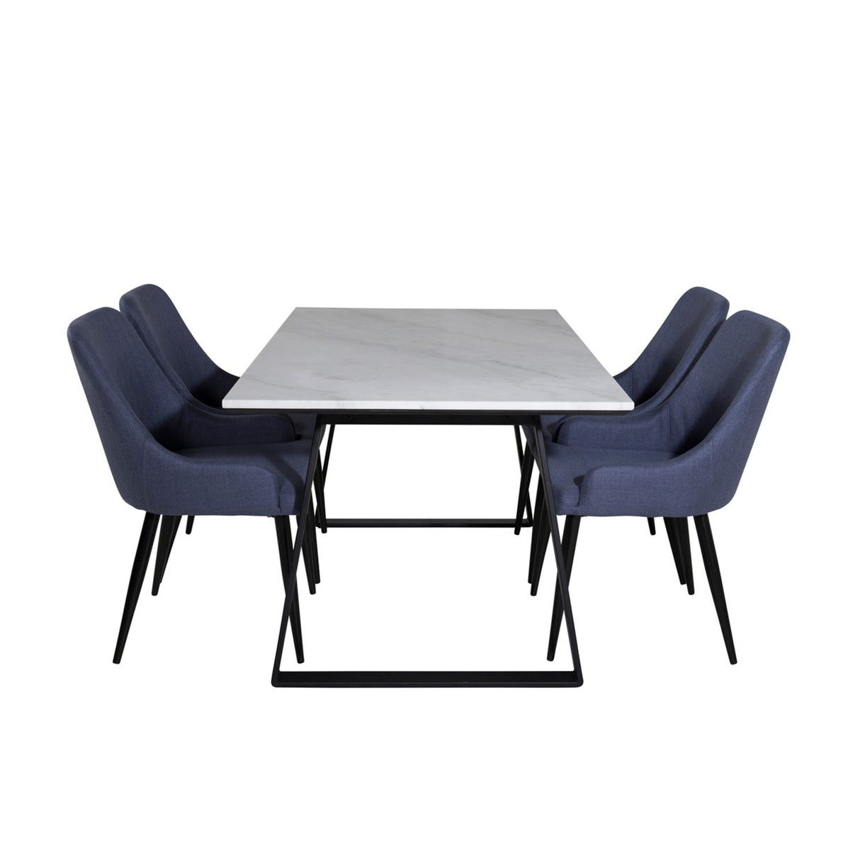 Estelle, Plaza Rektangulär matgrupp Svart,Blå, Svart, vit, 140 x 90