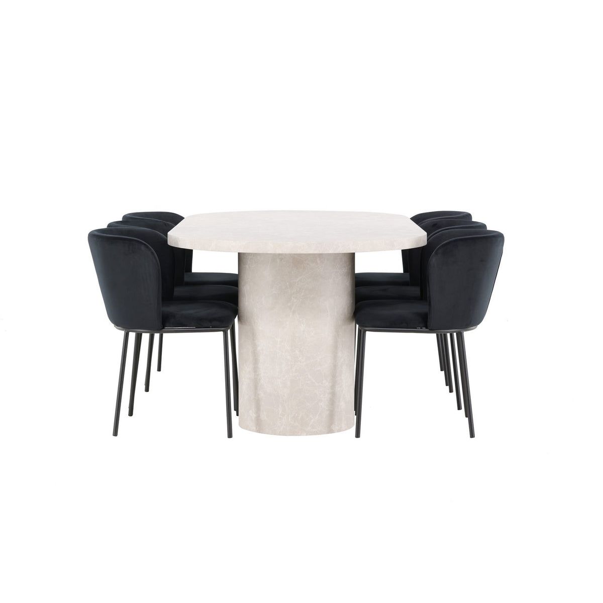 Narvik, Edina Oval matgrupp Svart, Beige, 200 x 100