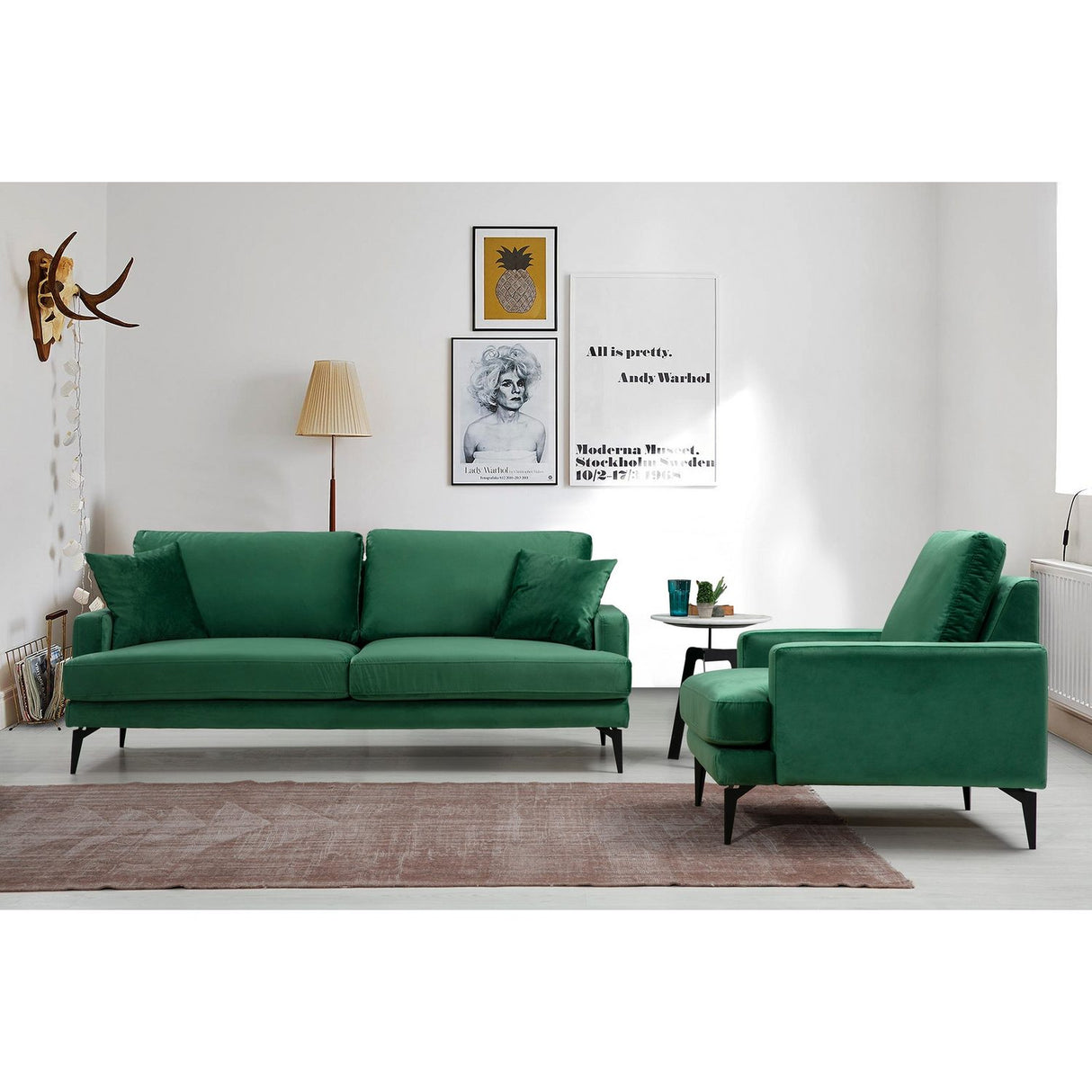 Dushanbe 2-sits (175 x 90 x 88 cm) 2-sitssoffa Grön