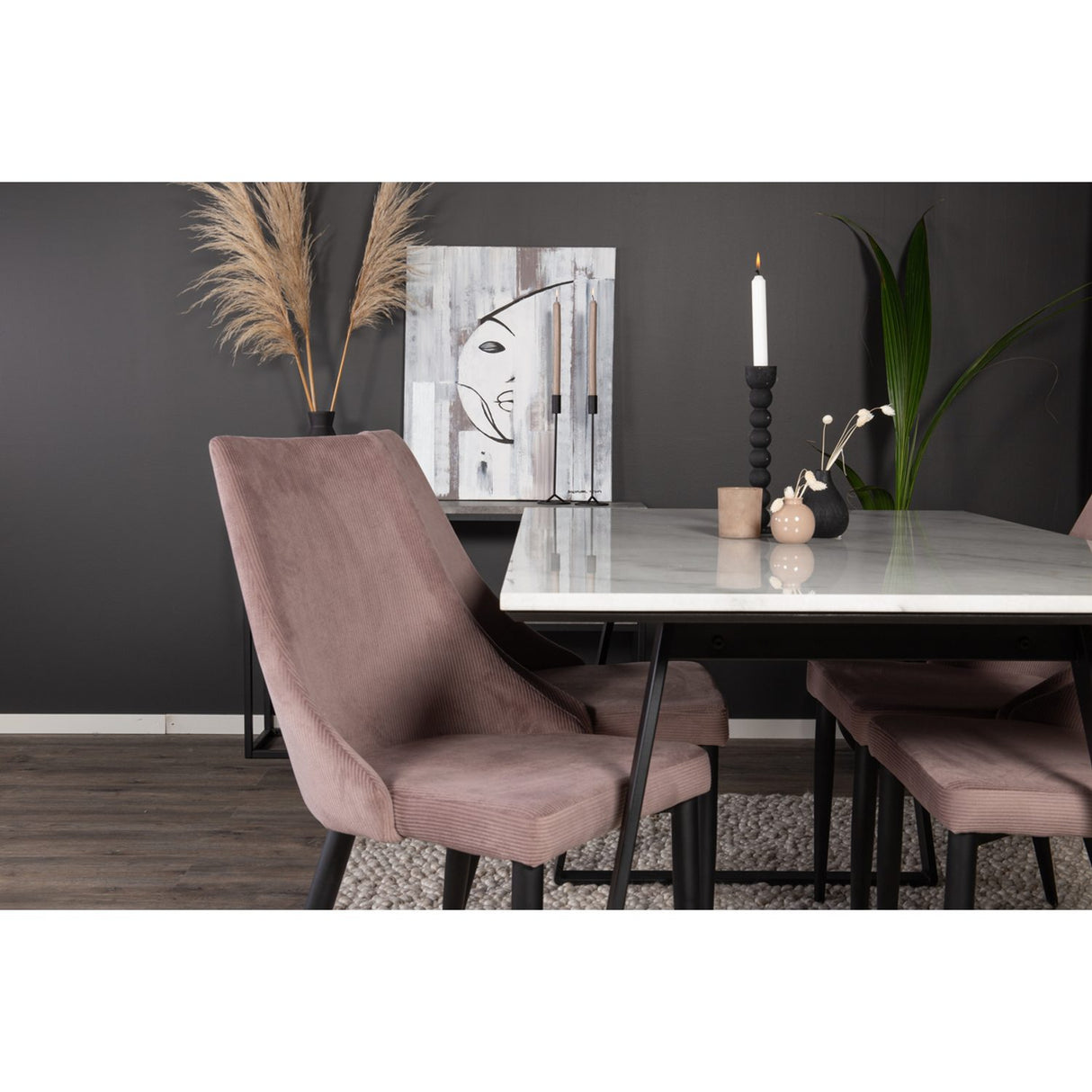 Estelle, Leone Rektangulär matgrupp Svart, Svart,Vitt, 140 x 90