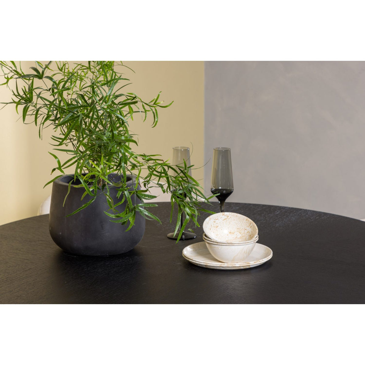 Copenhagen, Berit Rund matgrupp Beige, Svart, Svart, ⌀115