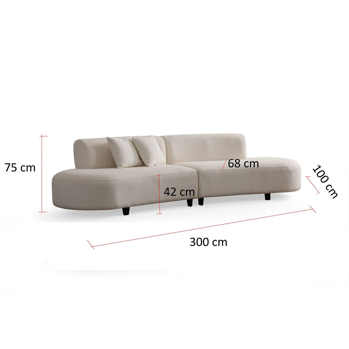 Pinto Divansoffa Cream 300 x 70 x 100 cm