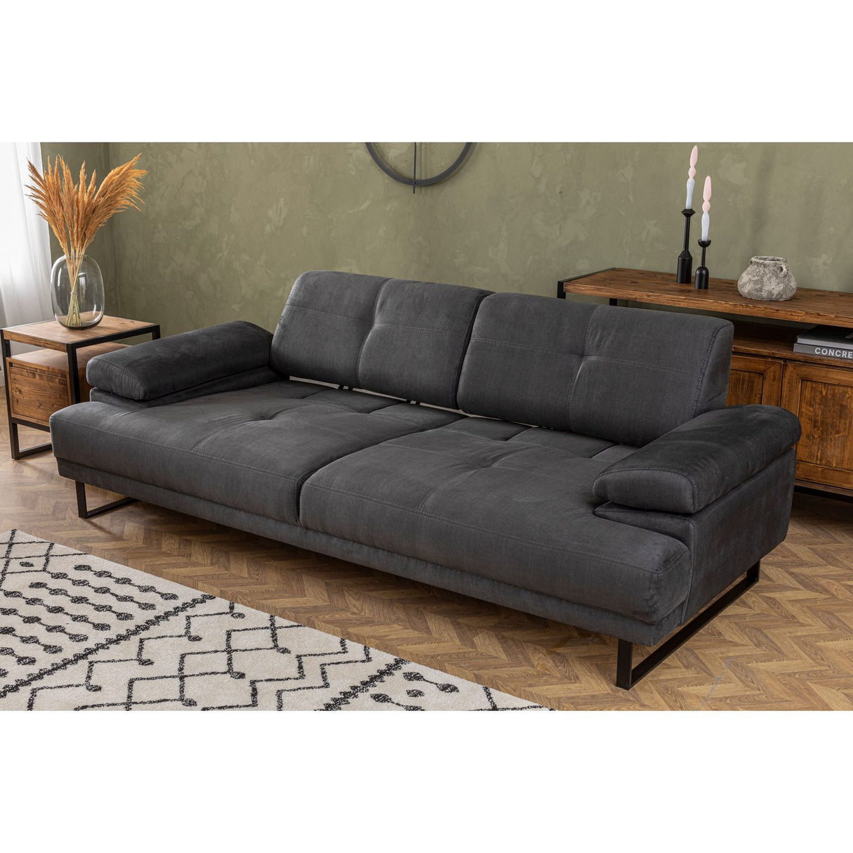 Quito (239 x 99 x 83 cm) 3-sits bäddsoffa Antracit