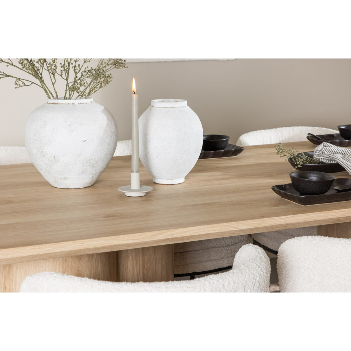 Olivia, Agnes Rektangulär matgrupp Vit, Natur, 6st