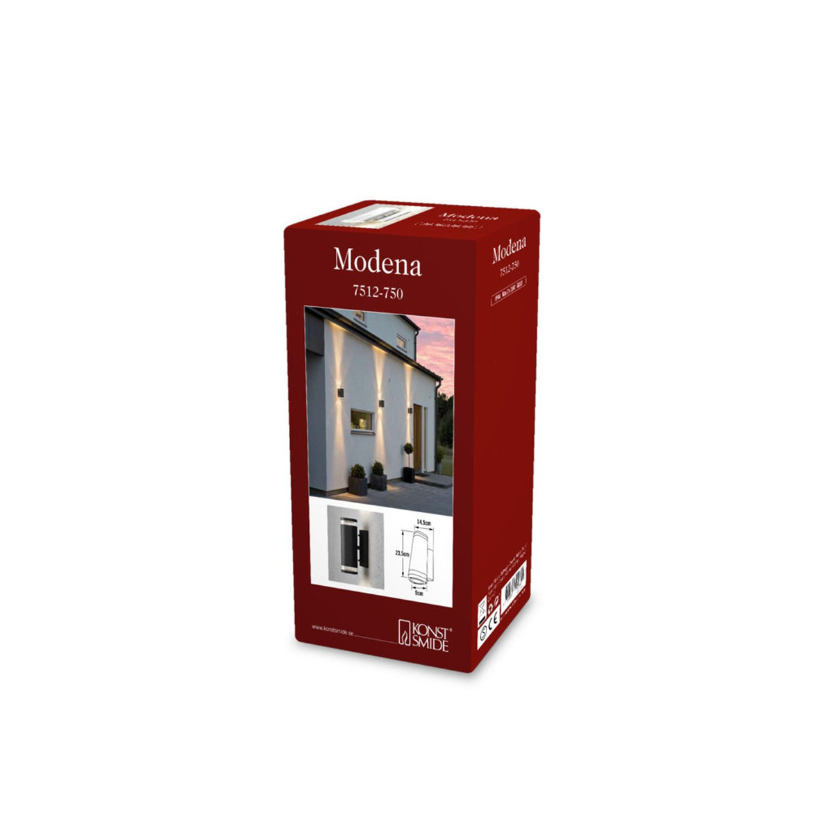 Modena GU10 Dubbel Transparent Vägglampa Ute Svart, 24 cm