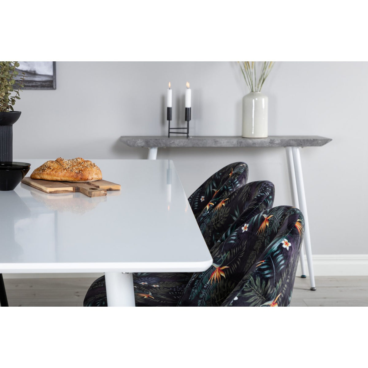 Polar, Velvet Rektangulär matgrupp Svart, Vit, 180 x 90
