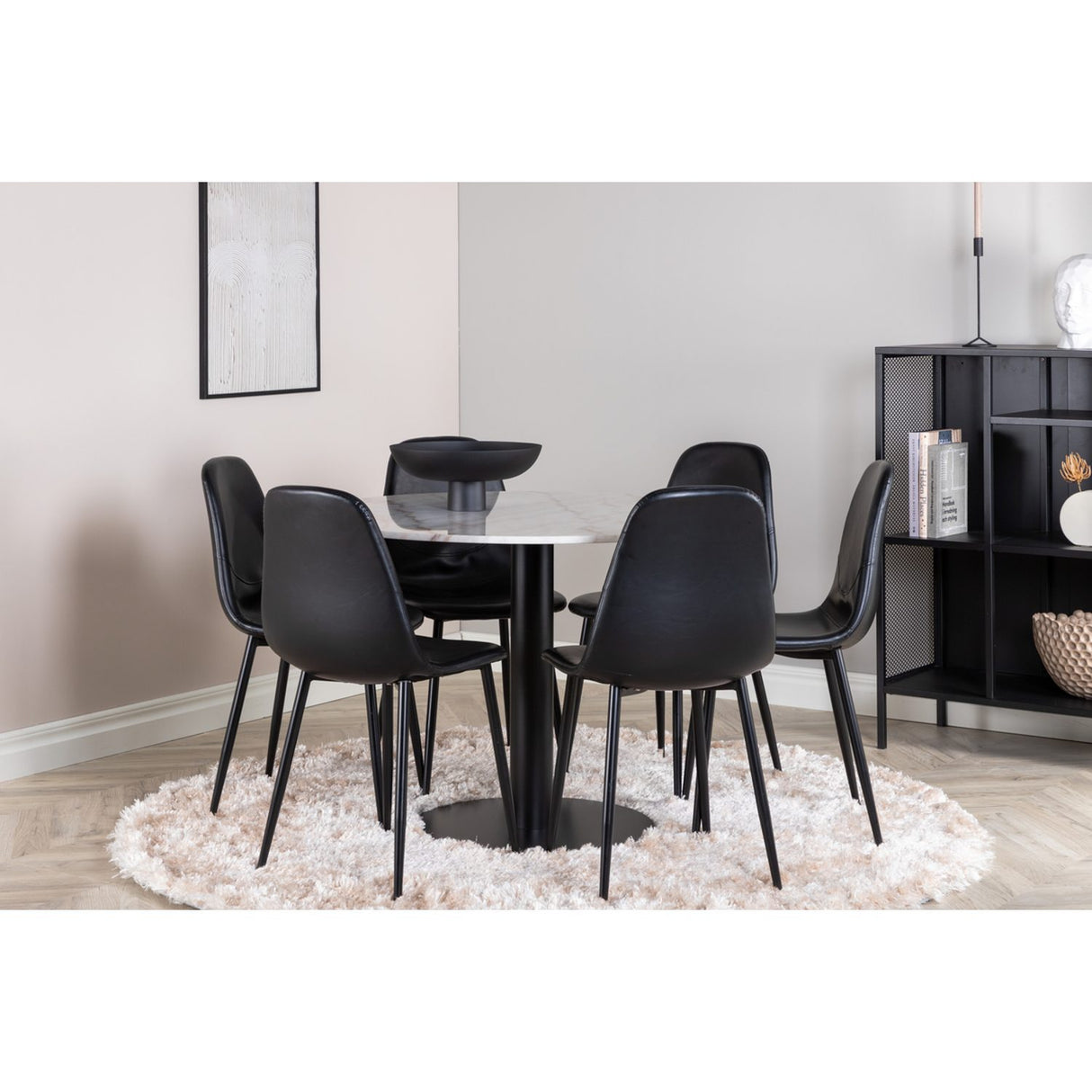 Estelle, Polar Rund matgrupp Svart, Svart,Vit, ⌀106