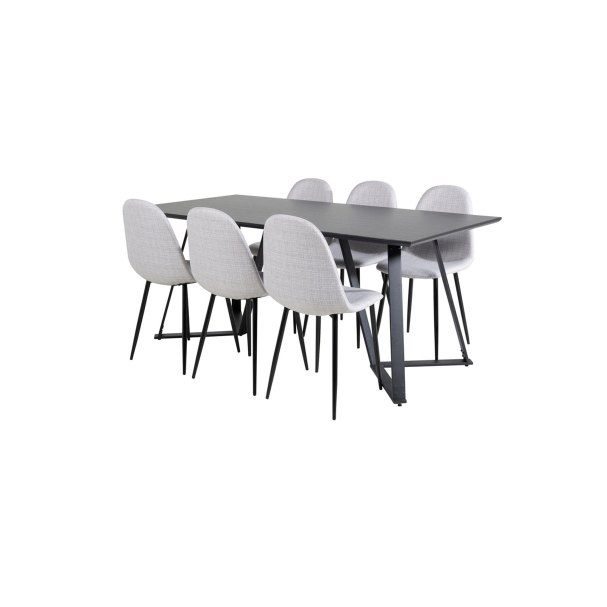 Marina, Polar Rektangulär matgrupp Svart,Grå, Svart, 180 x 90
