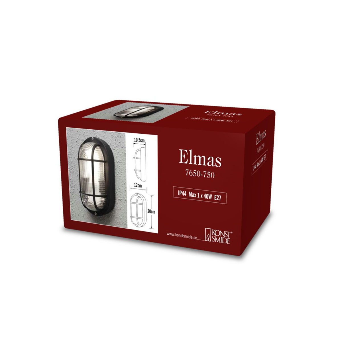 Elmas E27 Vägglampa Ute Svart