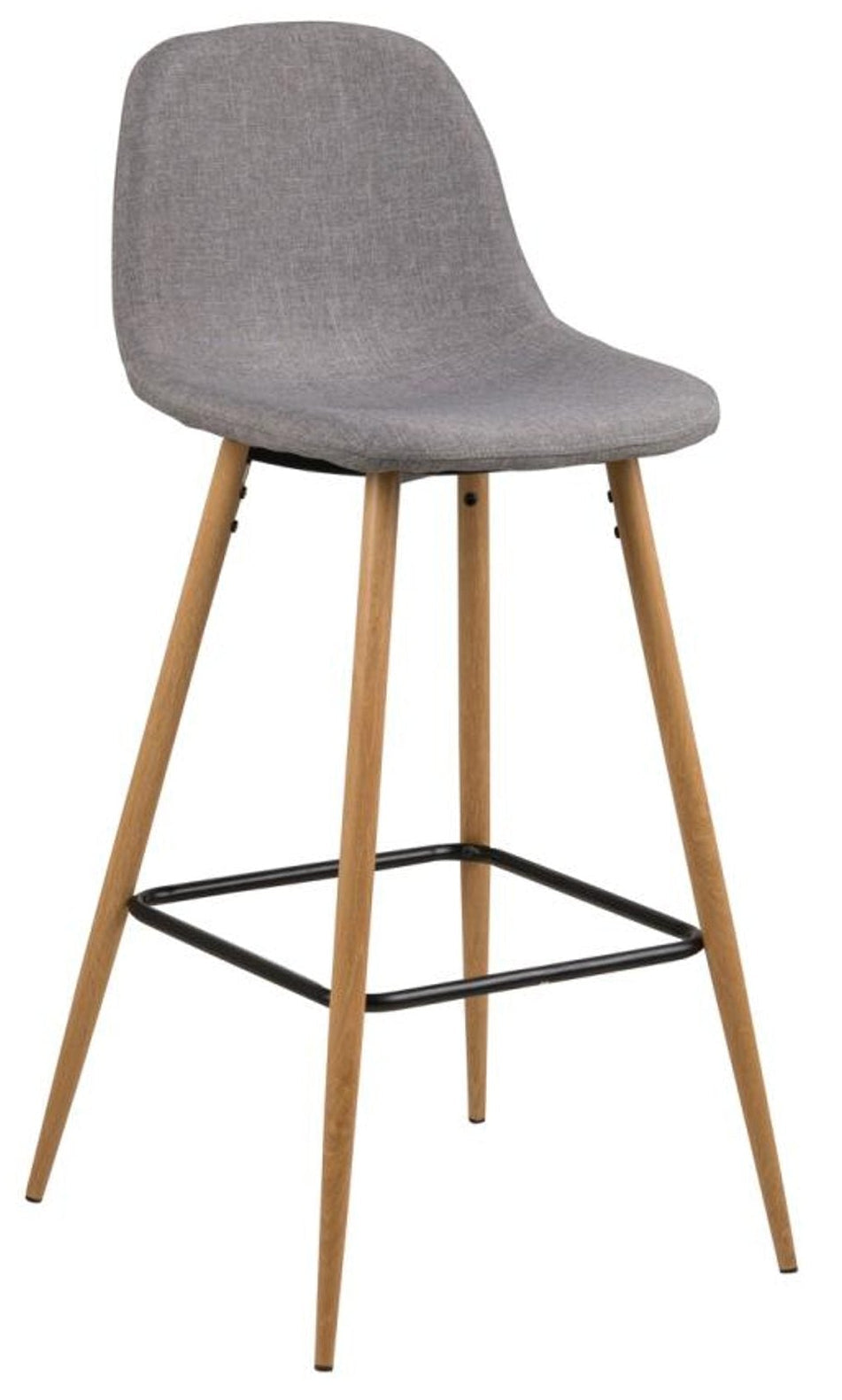 Wilma Barstol Hög Ek Sawana tyg Ljusgrå