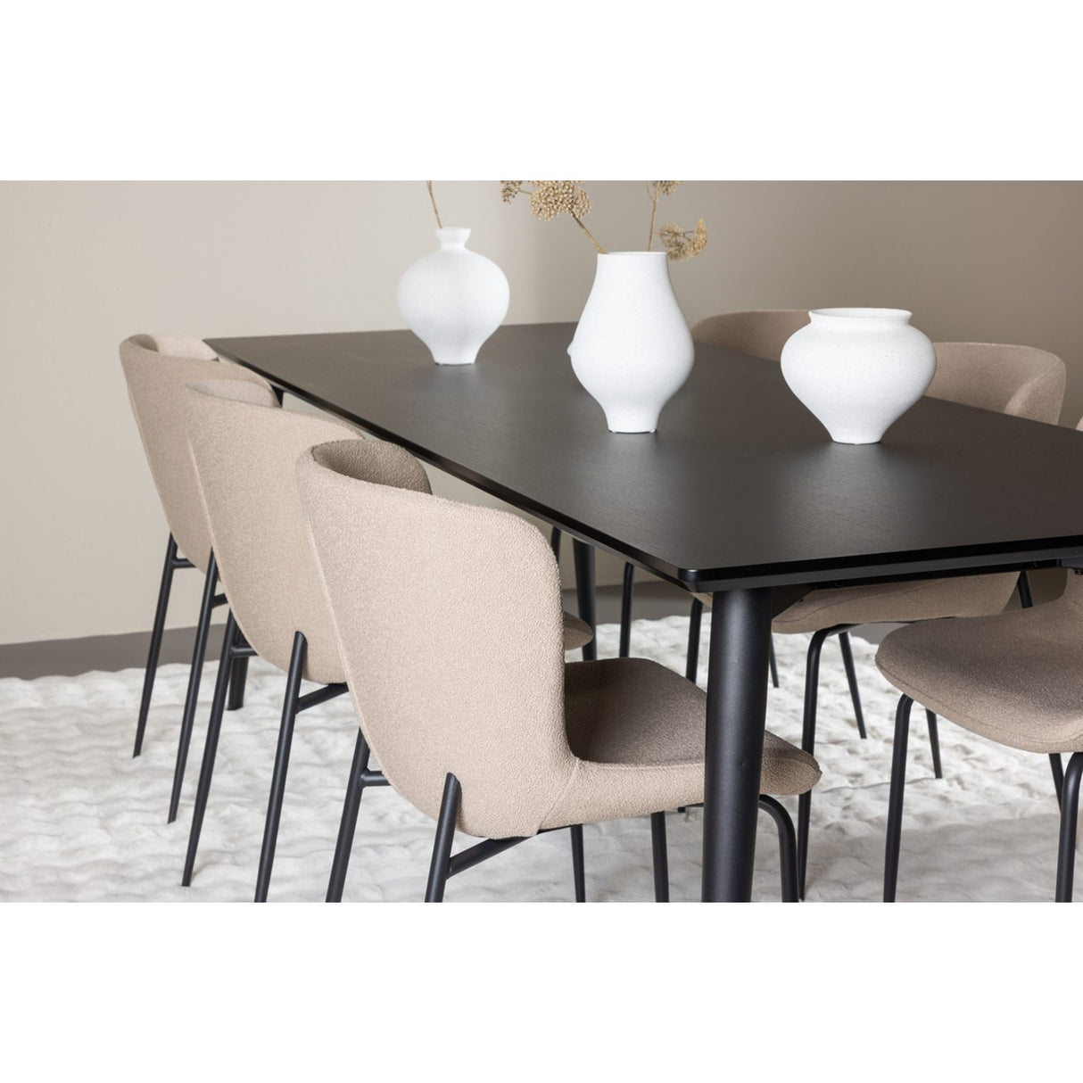 Ellis, Modesto Rektangulär matgrupp Beige,Svart, Svart, 230 x 85