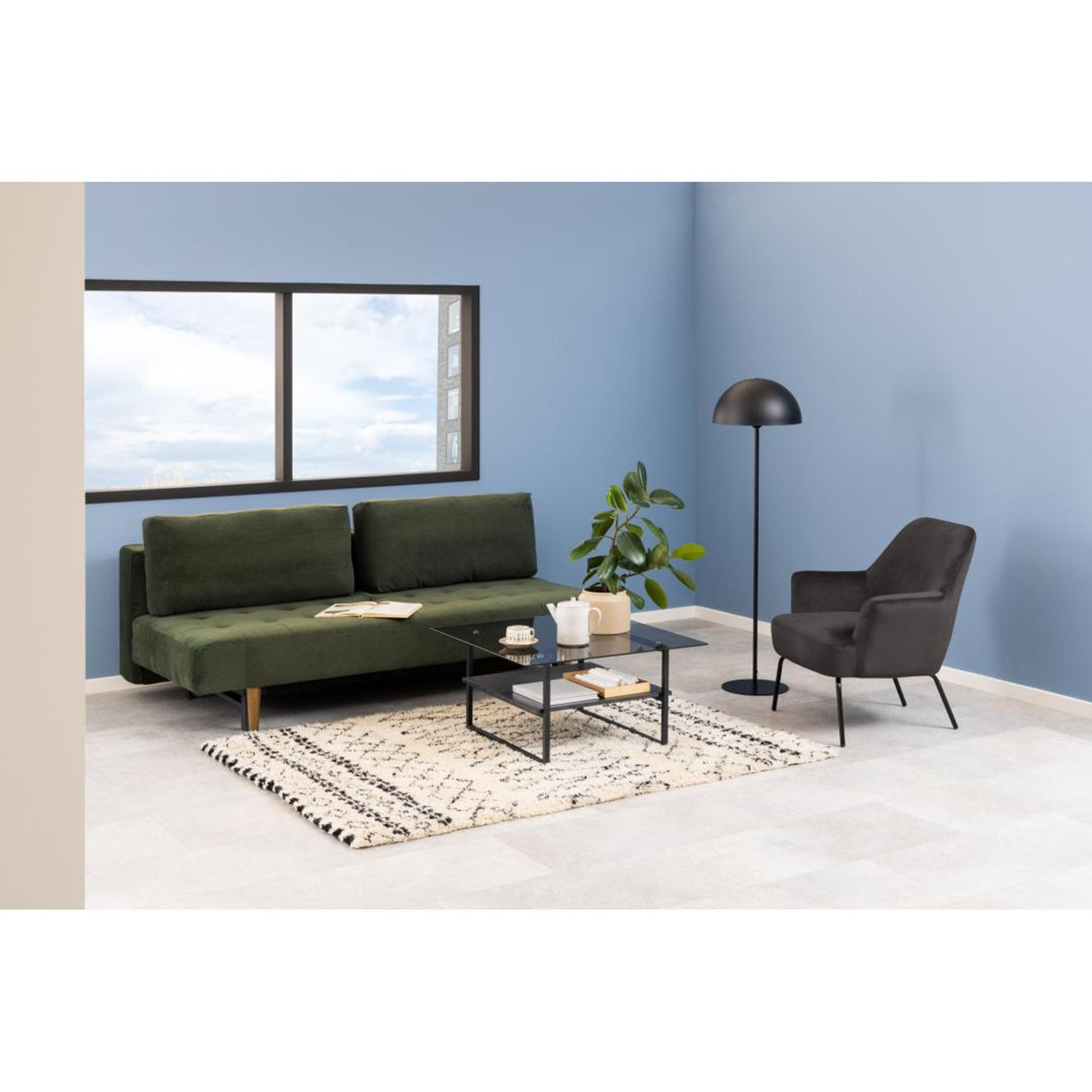 Mischa Loungefåtölj Vic tyg Mörkgrå