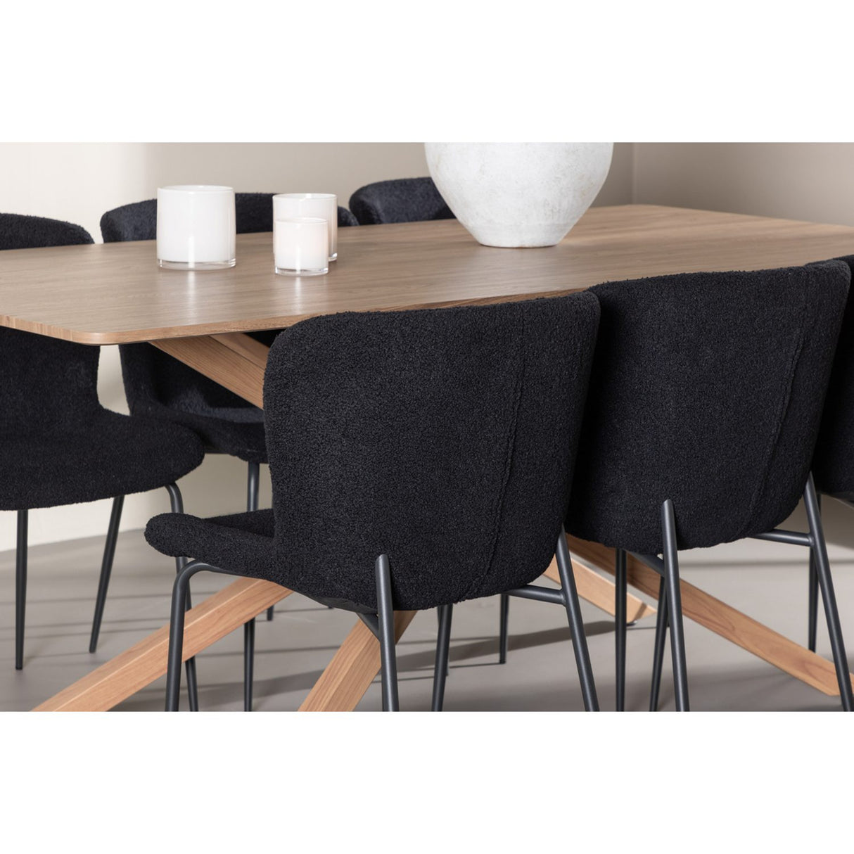 Piazza, Modesto Rektangulär matgrupp Svart, Mocka, 180 x 90