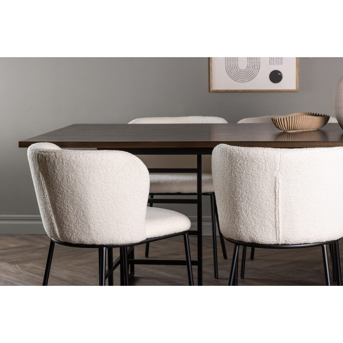 Ystad, Edina Rektangulär matgrupp Svart,Vit, Svart, mocka, 220 x 100