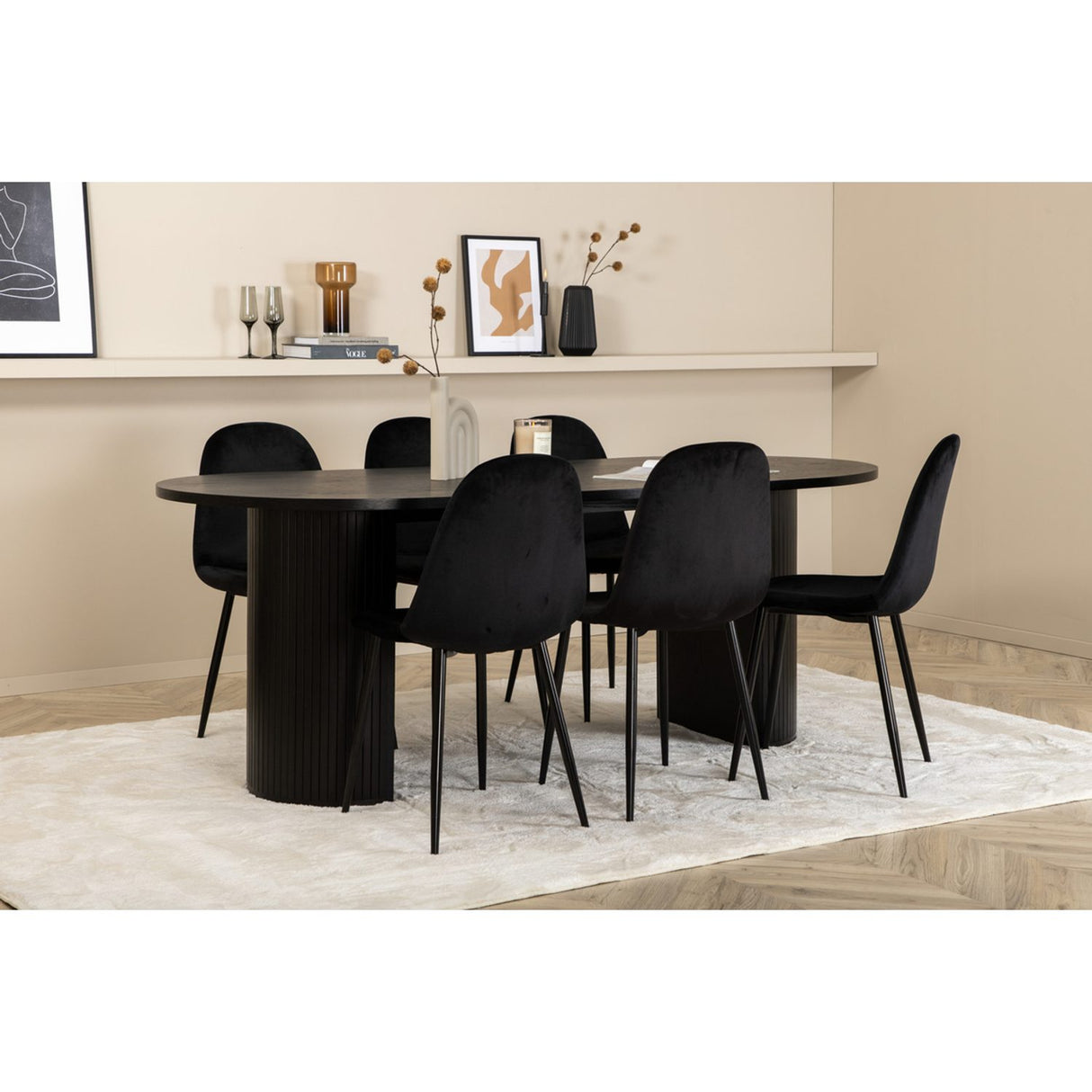 Bianca, Polar Oval matgrupp Svart, Svart, 200 x 90