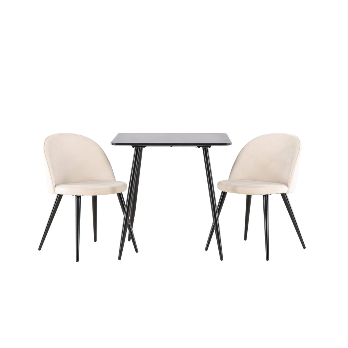 Polar, Velvet Rektangulär matgrupp Beige, svart, Svart, 75 x 75