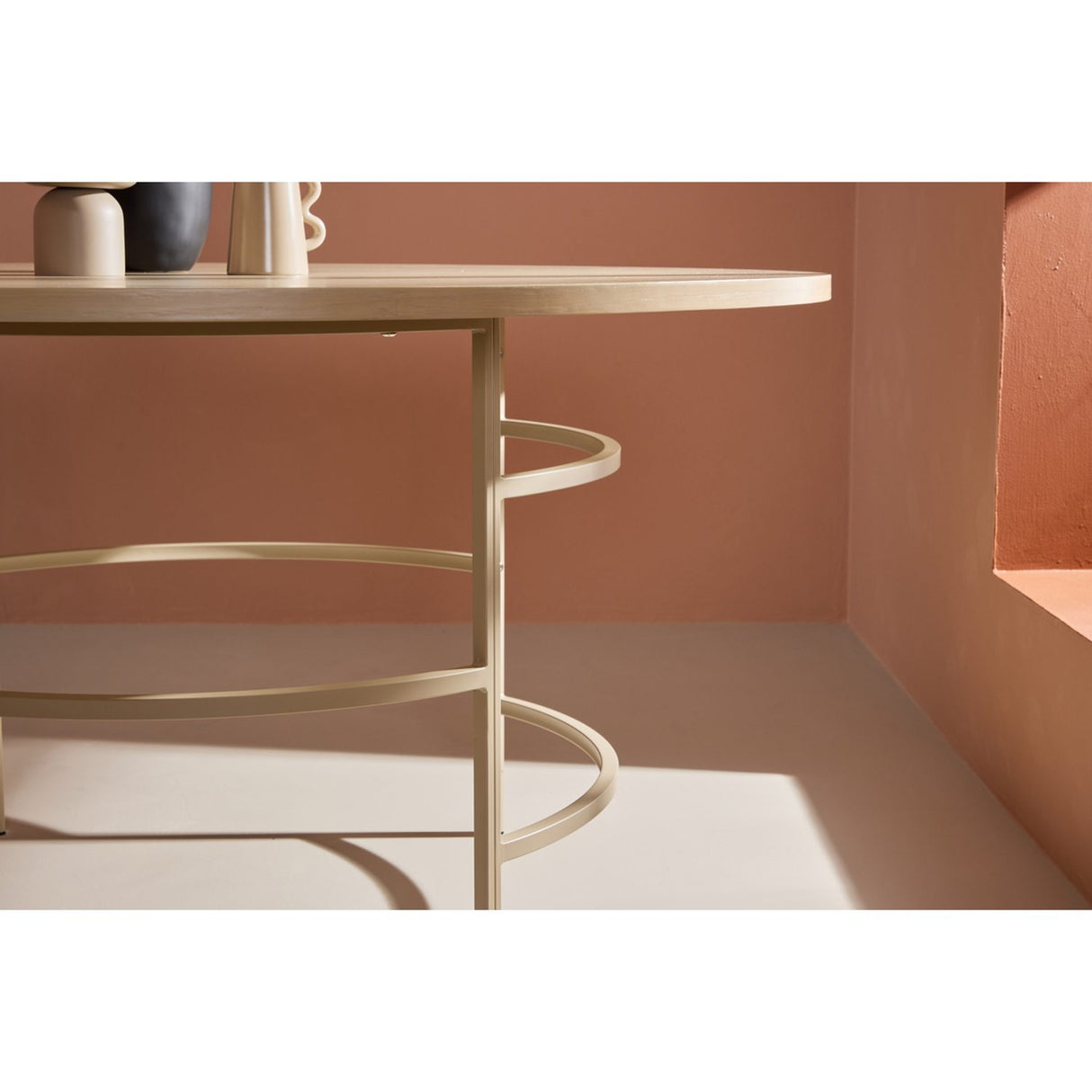 Köpenhamn Runt matbord Beige, vitlaserad, MDF, ⌀140