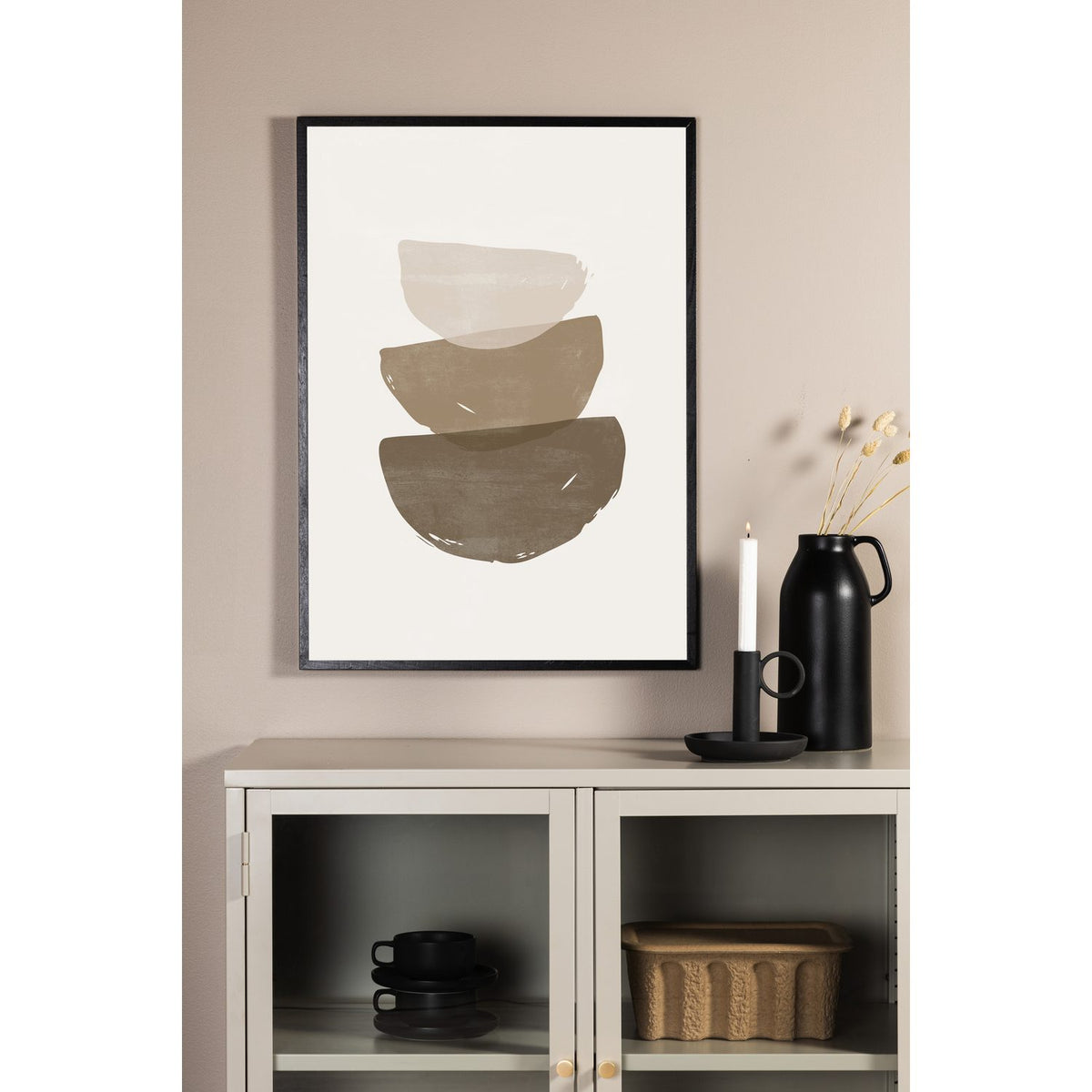 Penseldrag Poster Beige