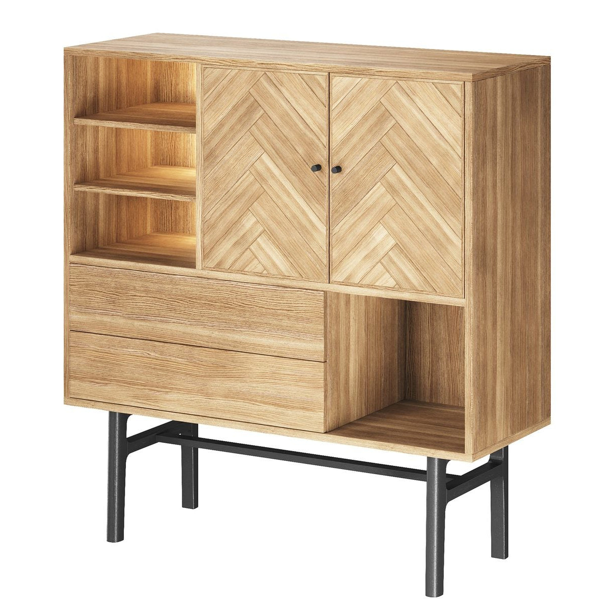 Högskåp Nr.230 Fiskbensdörrar 120x131 cm Oljad Ek