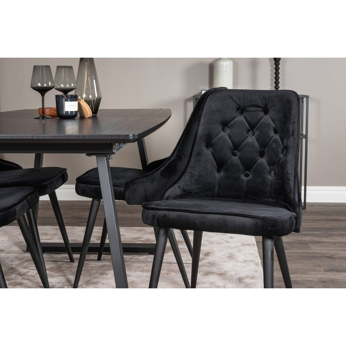 Inca, Velvet Deluxe Rektangulär matgrupp Svart, Svart, 160 x 85