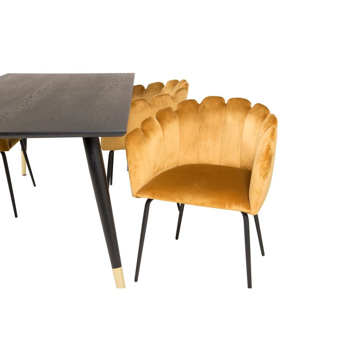 Dipp, Limhamn Rektangulär matgrupp Svart, gul, Svart, Guld, 180 x 90