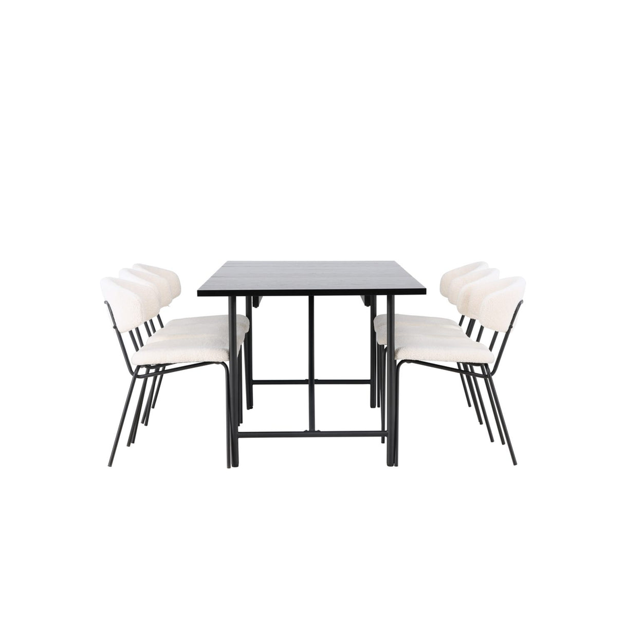 Astrid, Chico Rektangulär matgrupp Vit, Svart, 200 x 90