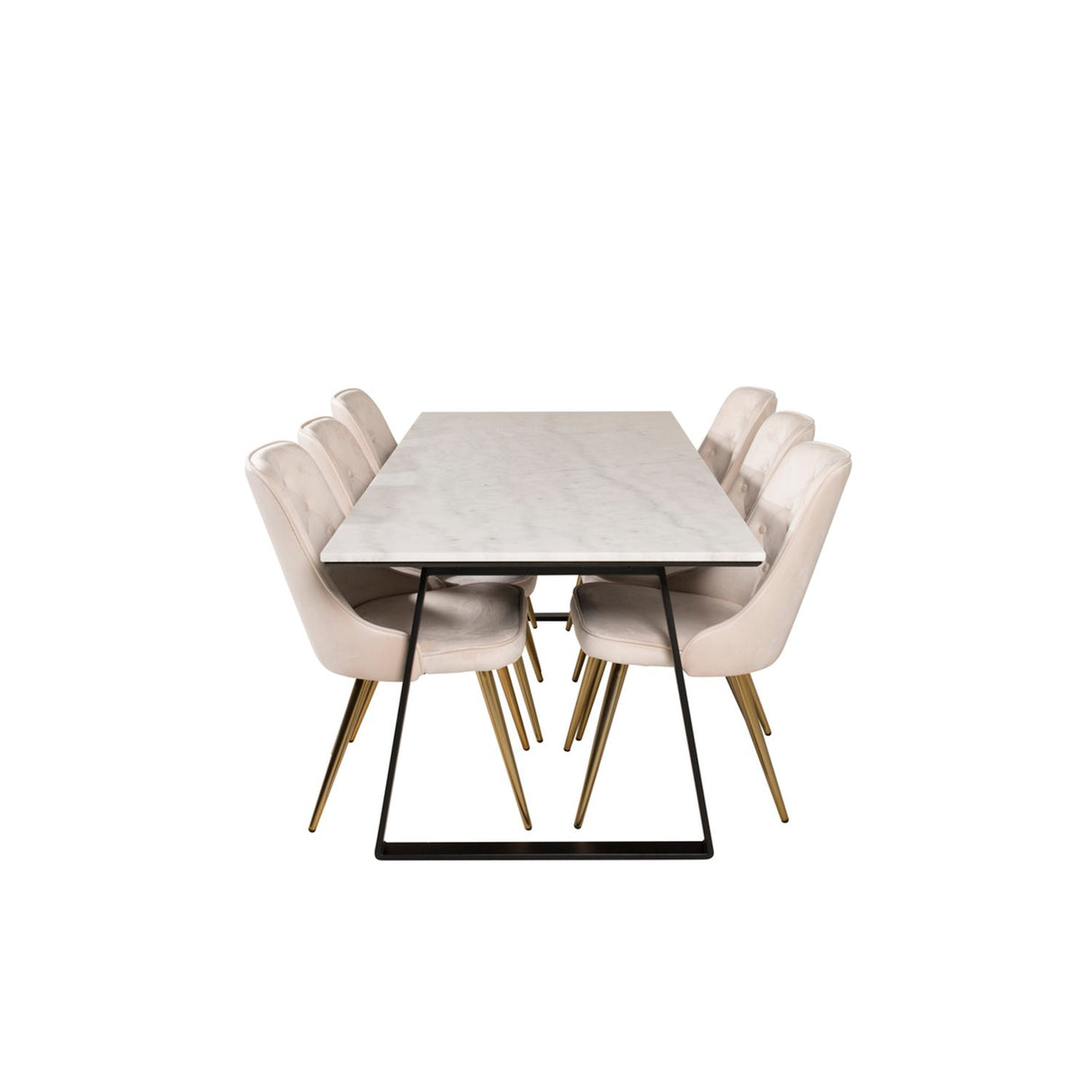Estelle, Velvet Deluxe Rektangulär matgrupp Beige
