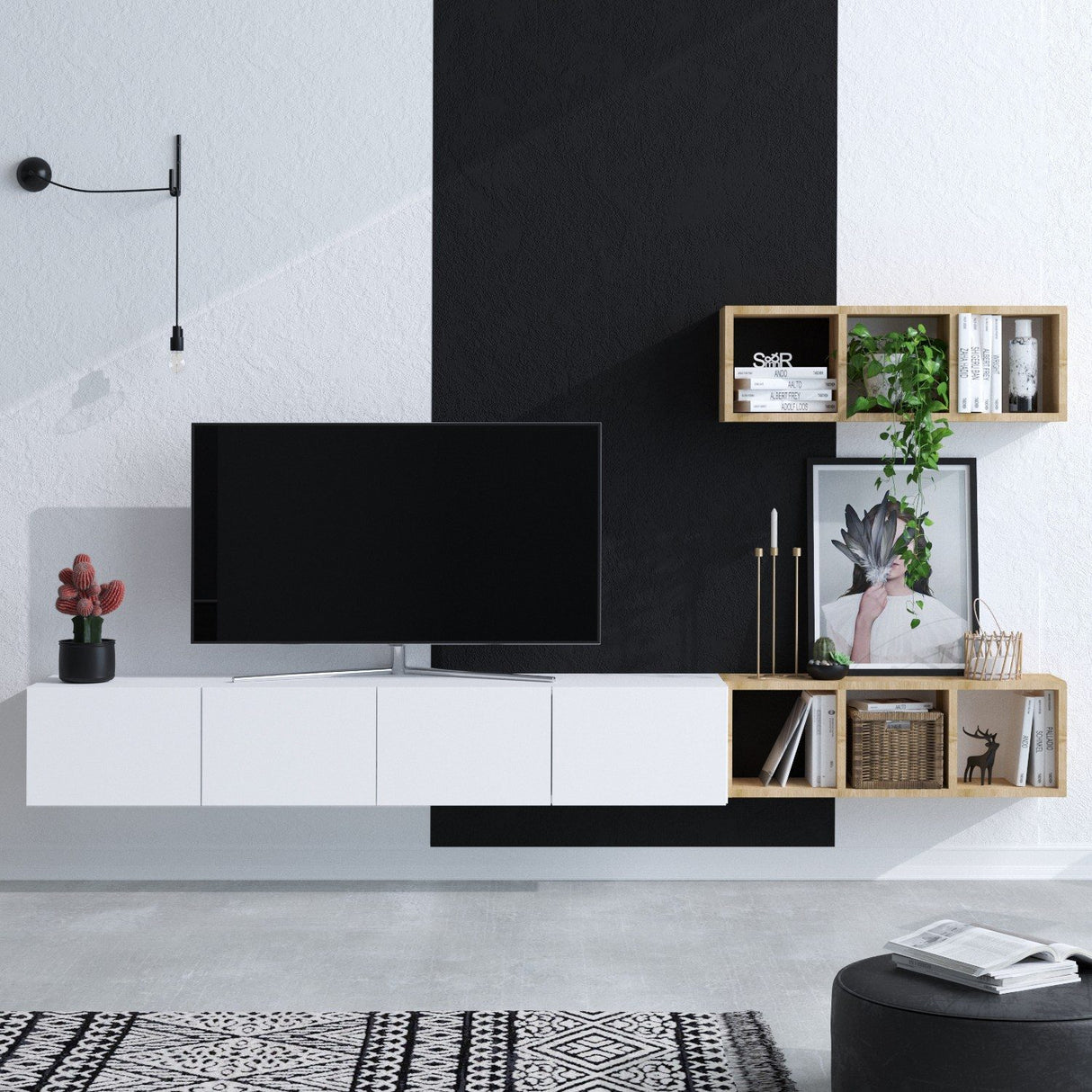 TV-bänk Serie 1 (215 x 25 x 32 cm) Vit ek TV-bänk