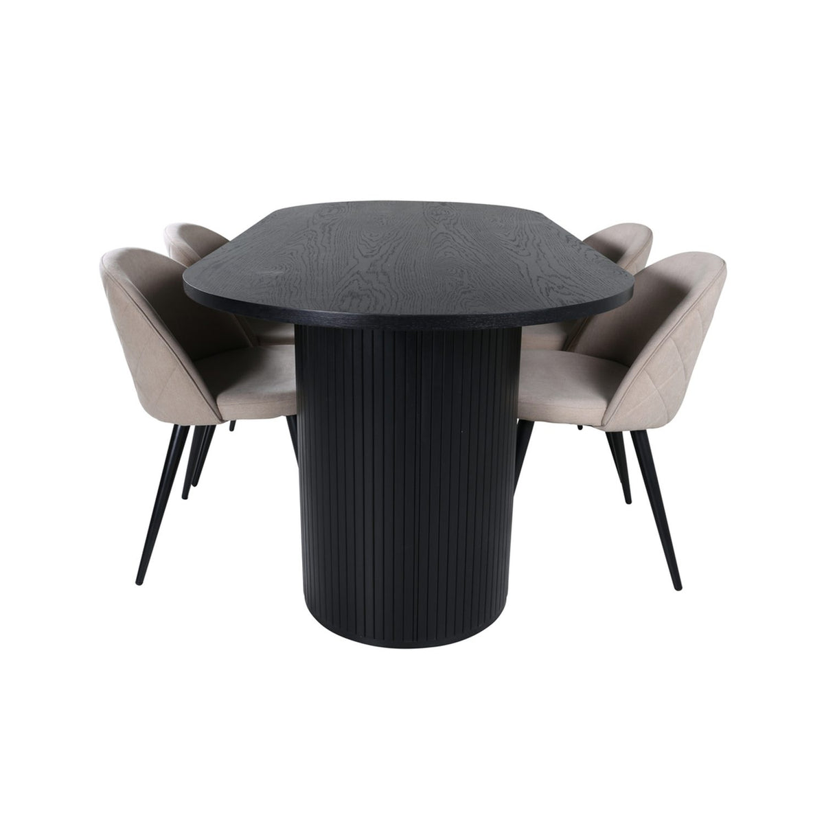 Bianca, Velvet Oval matgrupp Beige, Svart, 4st