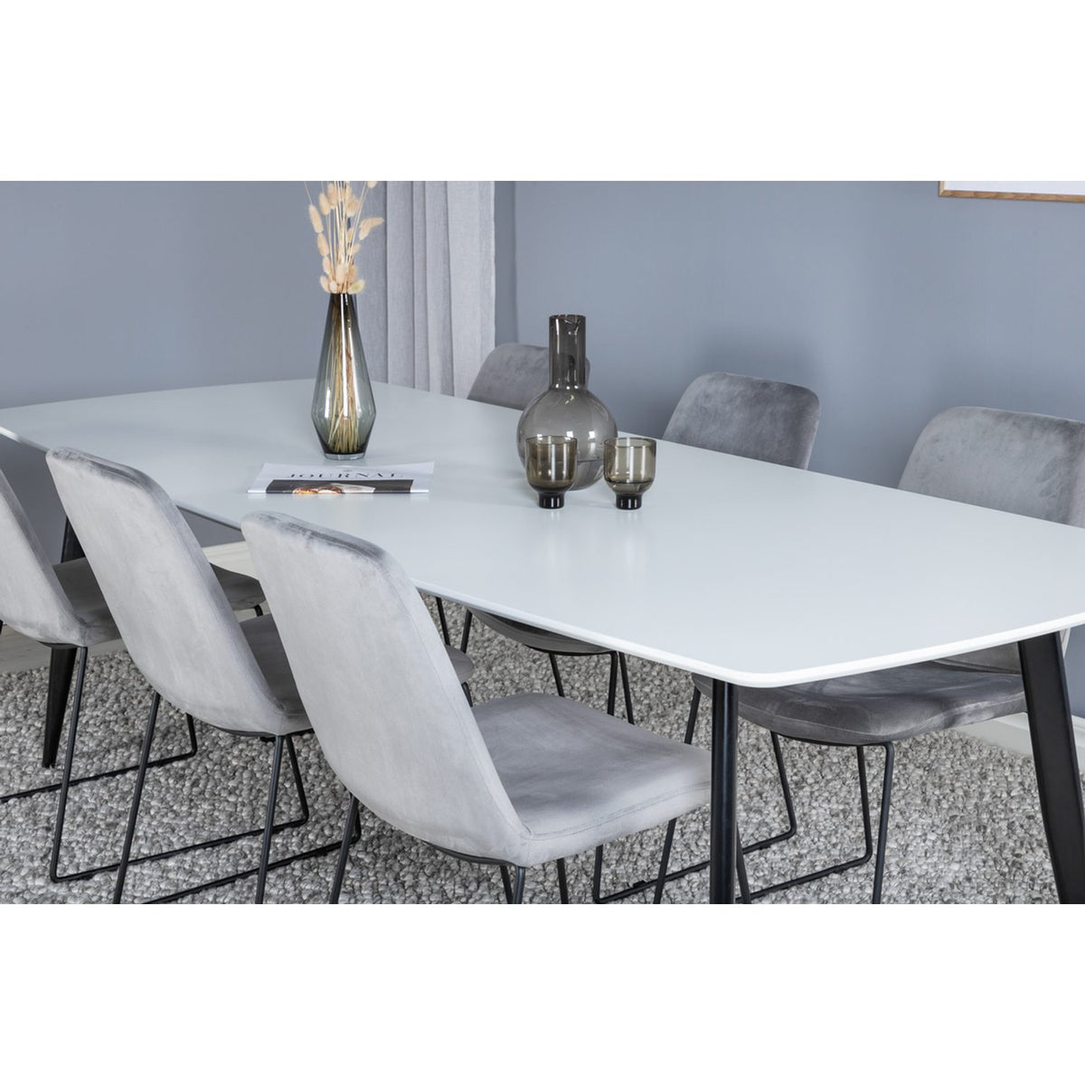 Polar, Muce Rektangulär matgrupp Svart,Grå, Svart, Vit, 240 x 100