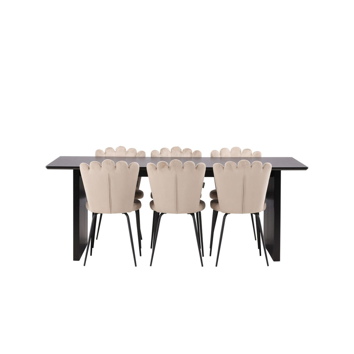 Vail, Limhamn Rektangulär matgrupp Beige, Svart, Svart, 200 x 100